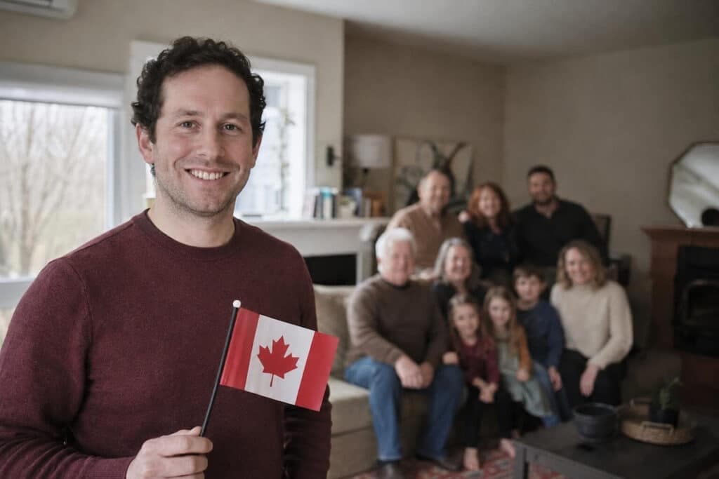 Canadian citizenship is passed down from a parent to child, if the parent was already Canadian when the child was born